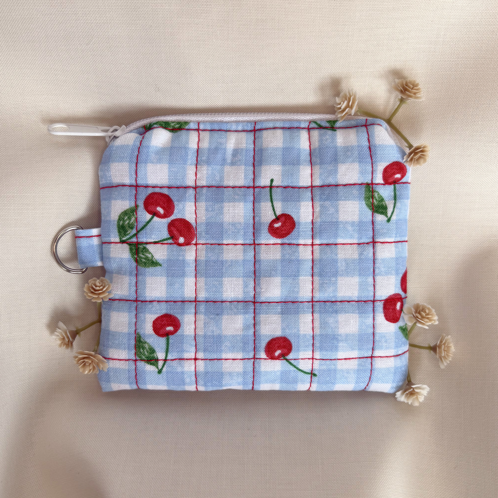 Quilted Zipper Pouch Keychain