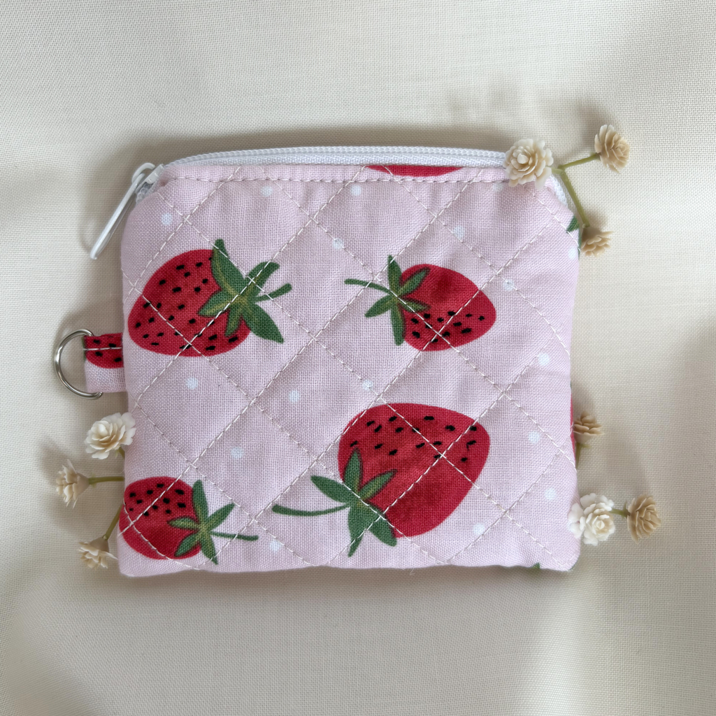 Quilted Zipper Pouch Keychain