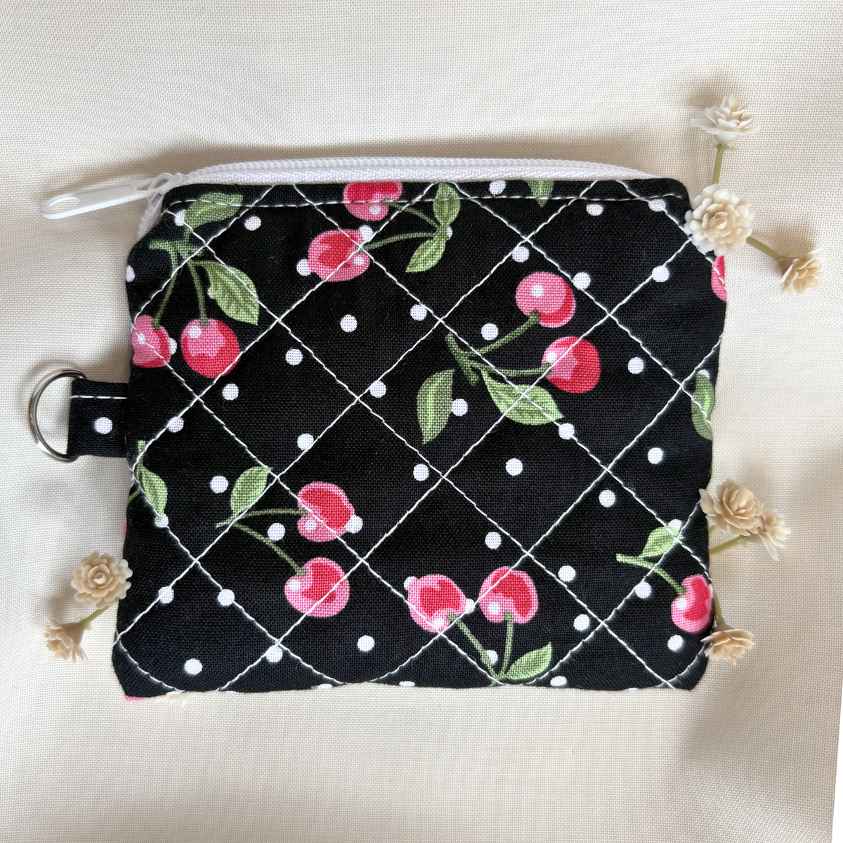 Quilted Zipper Pouch Keychain