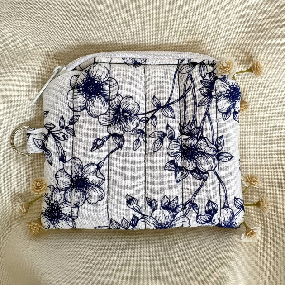 Quilted Zipper Pouch Keychain