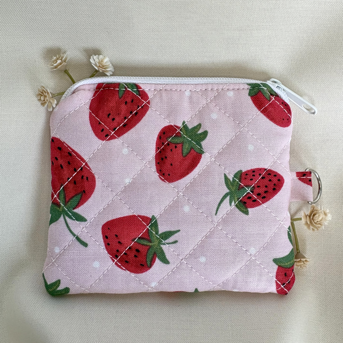Quilted Zipper Pouch Keychain