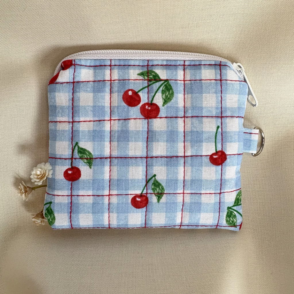Quilted Zipper Pouch Keychain