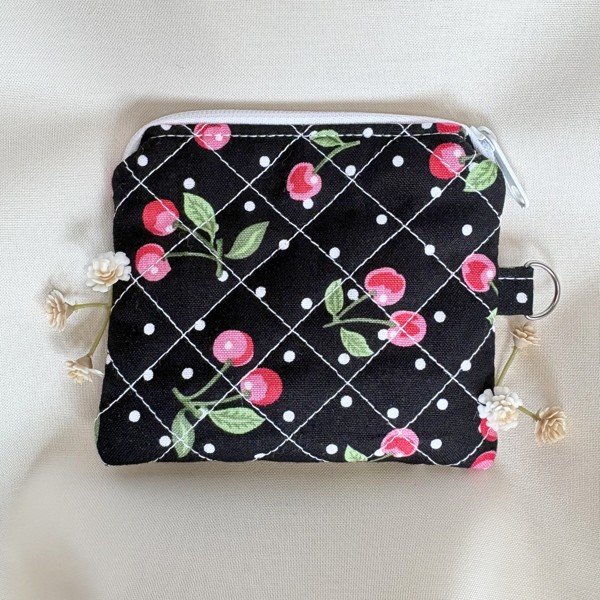 Quilted Zipper Pouch Keychain