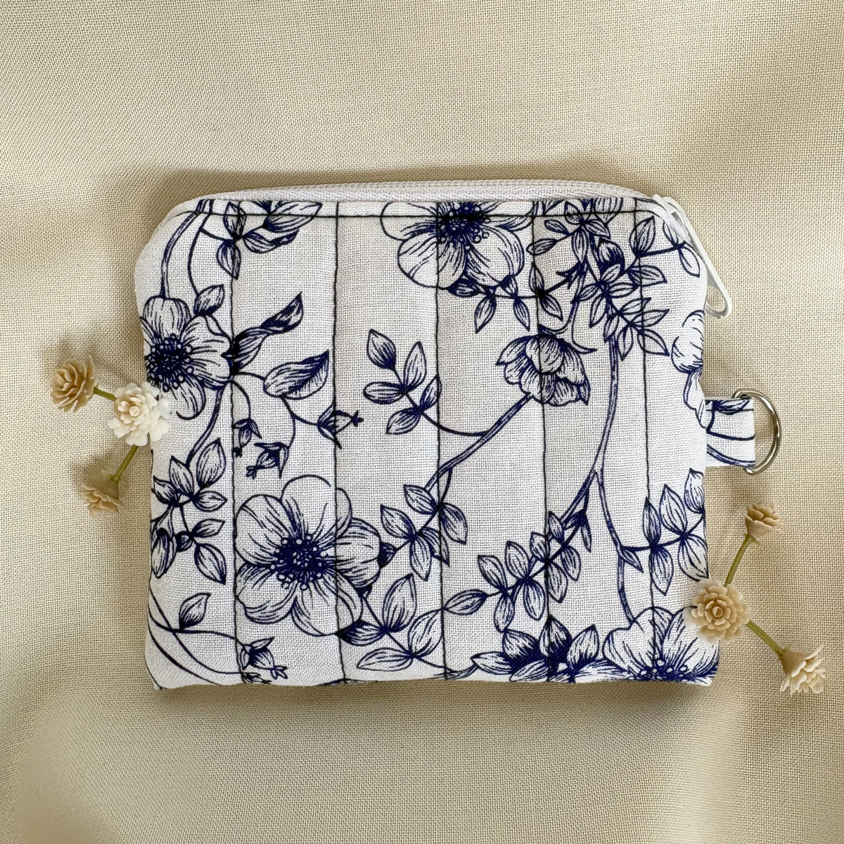 Quilted Zipper Pouch Keychain