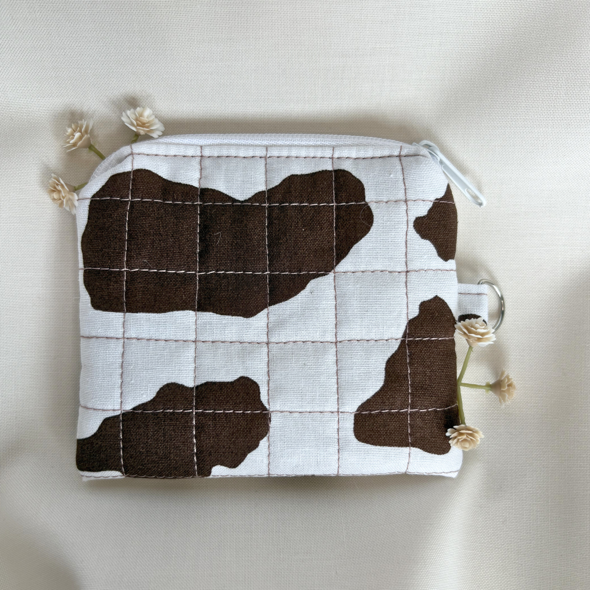 Quilted Zipper Pouch Keychain