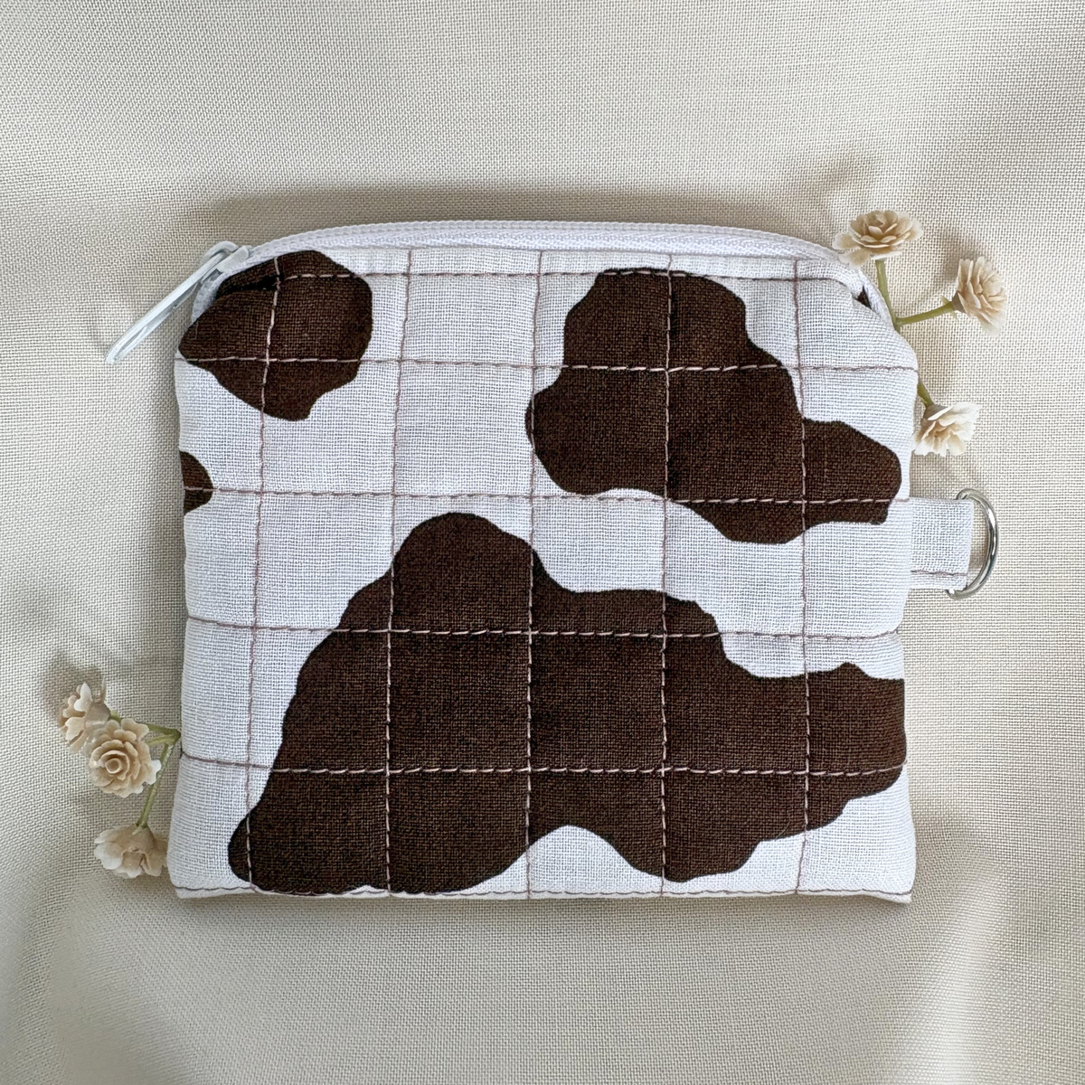Quilted Zipper Pouch Keychain