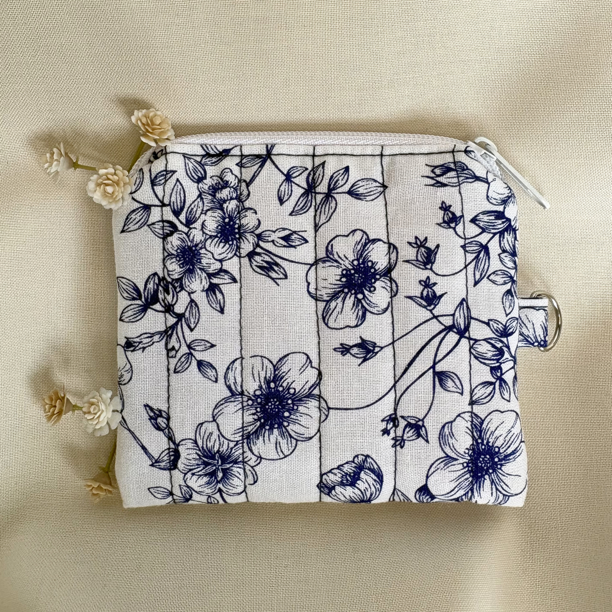 Quilted Zipper Pouch Keychain