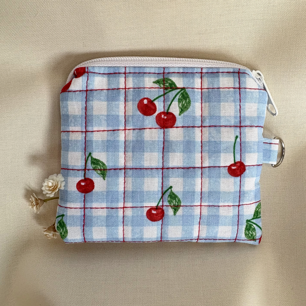 Quilted Zipper Pouch Keychain