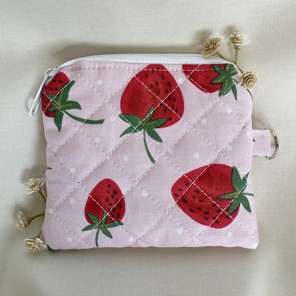 Quilted Zipper Pouch Keychain