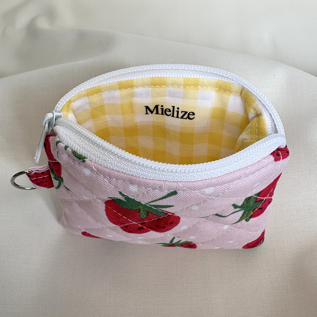 Quilted Zipper Pouch Keychain