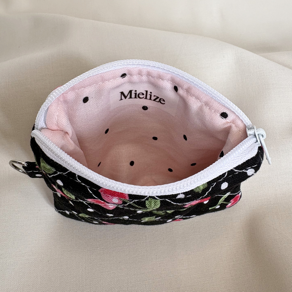 Quilted Zipper Pouch Keychain