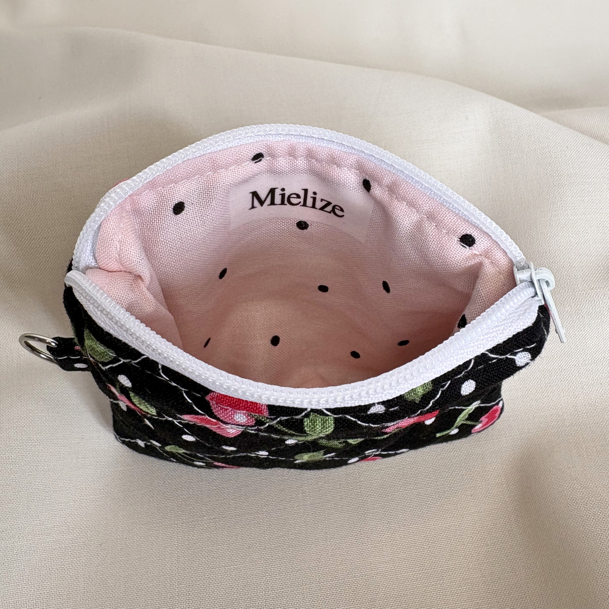 Quilted Zipper Pouch Keychain