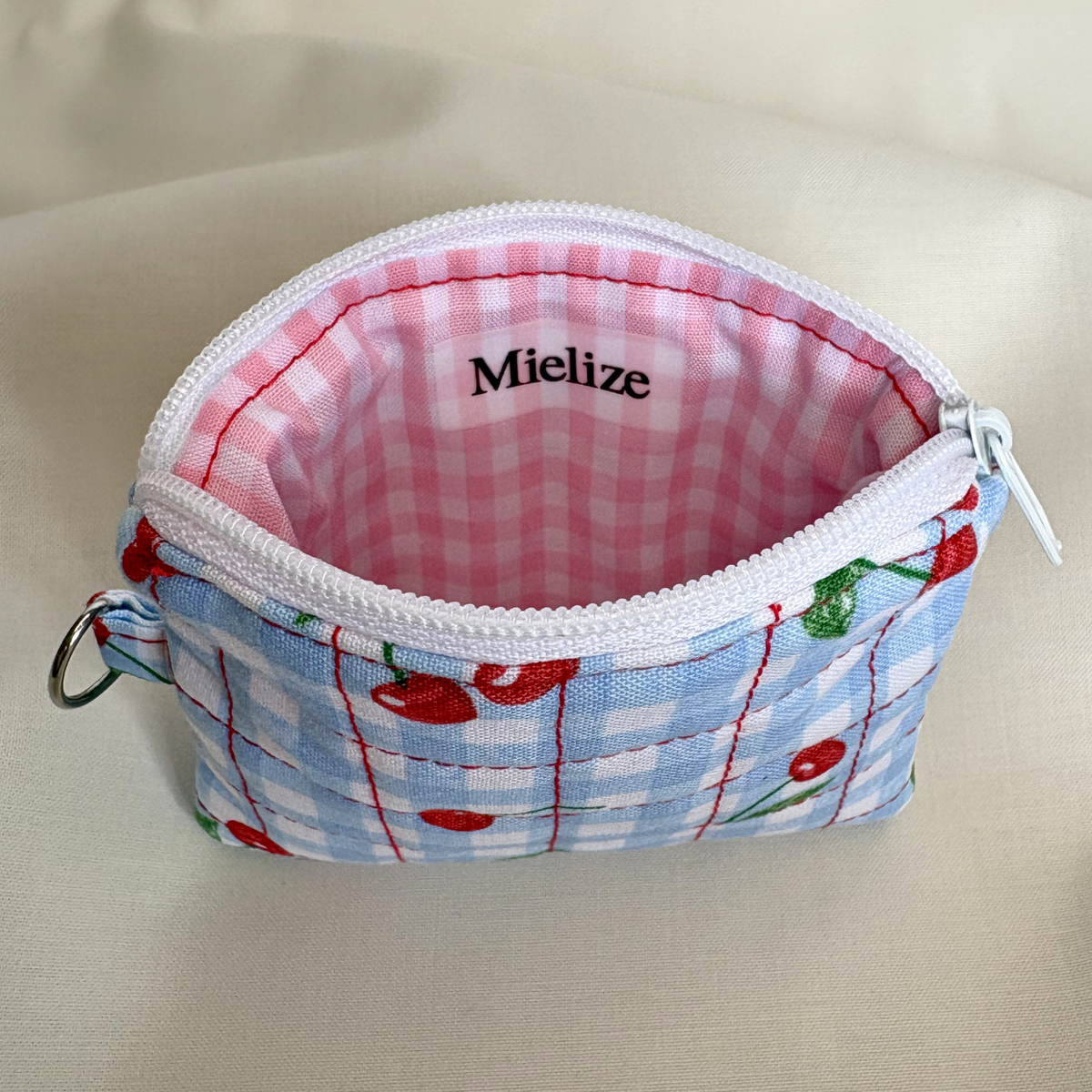 Quilted Zipper Pouch Keychain
