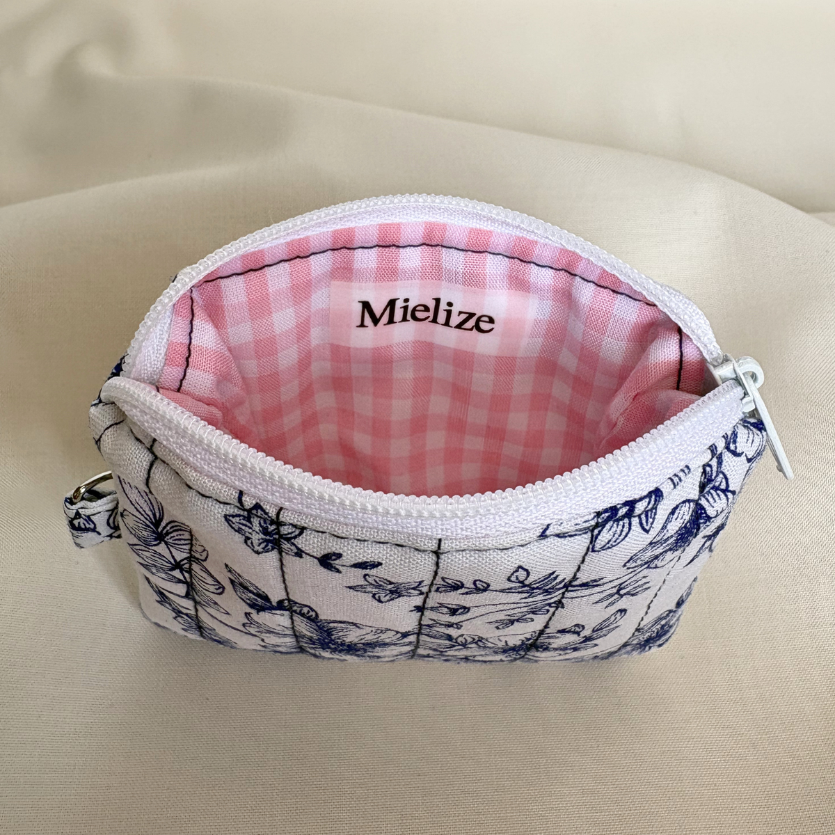 Quilted Zipper Pouch Keychain