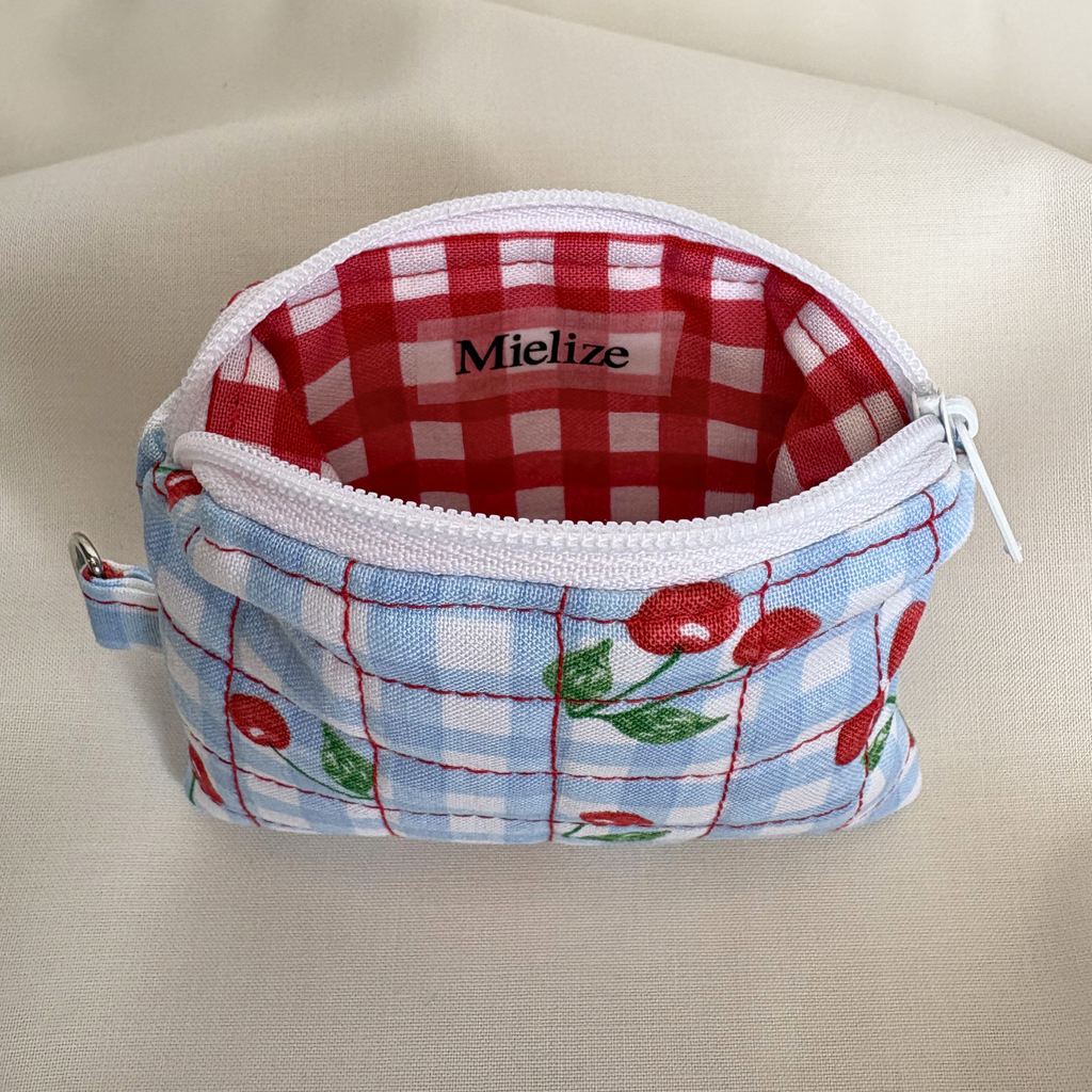 Quilted Zipper Pouch Keychain