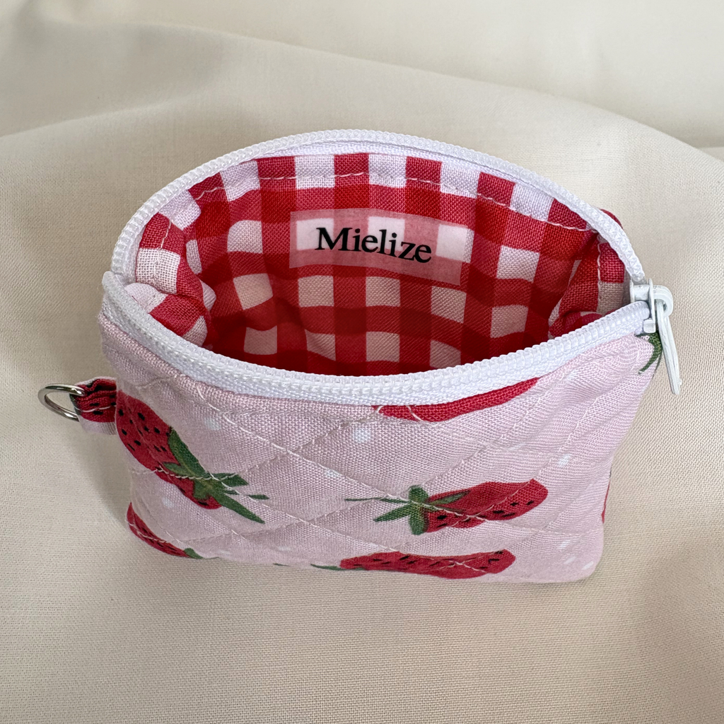 Quilted Zipper Pouch Keychain