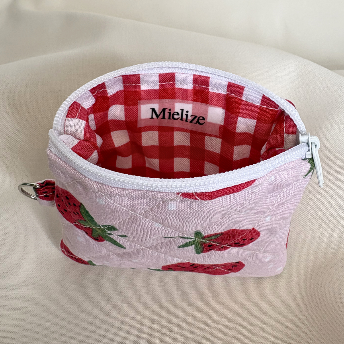Quilted Zipper Pouch Keychain