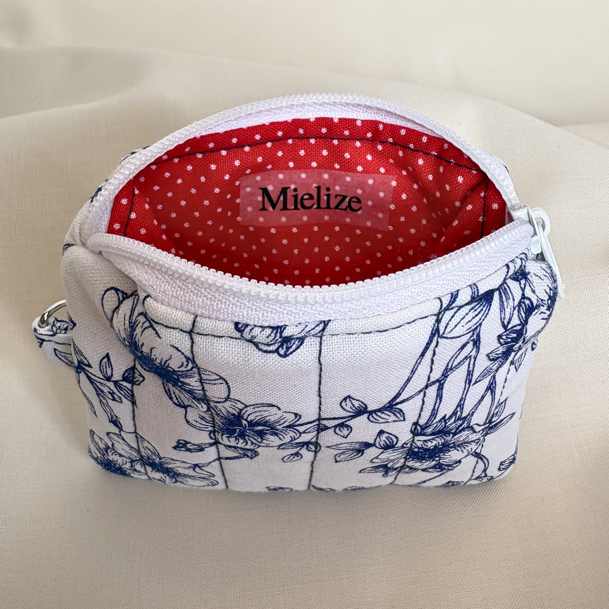 Quilted Zipper Pouch Keychain